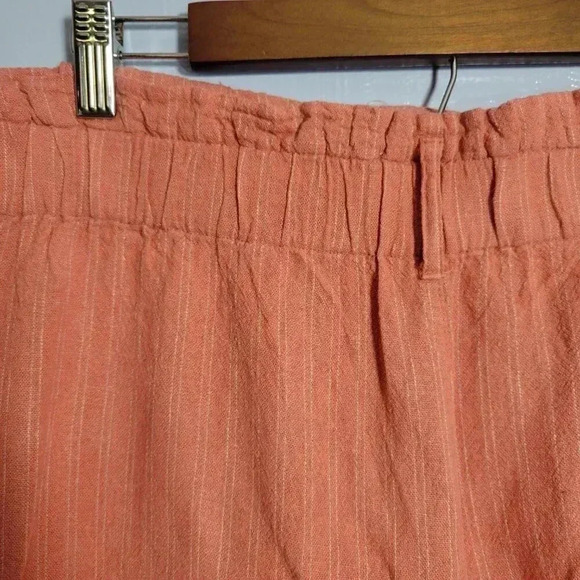 Now Gen x Sonoma Extra Large Salmon White Pinstripe Belted Linen Blend Shorts - Picture 6 of 9